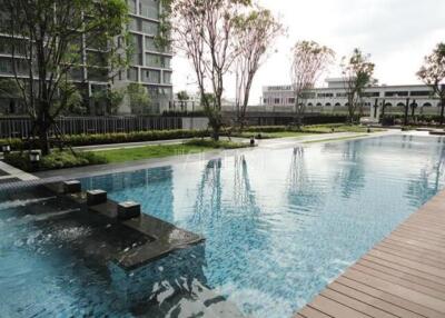 Residential building complex with outdoor swimming pool
