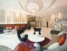 Spacious and modern lobby of a condominium with comfortable seating