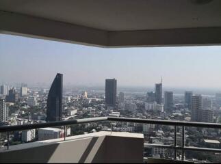 Spacious balcony with panoramic city view