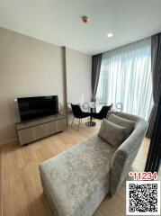 Modern living room interior with comfortable sofa and dining area