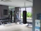 Home gym with modern equipment and natural light