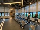 Modern gym with various equipment in a residential building