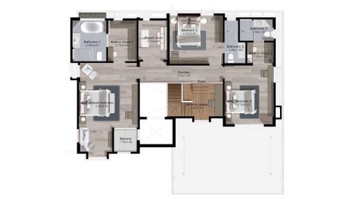 Detailed floor plan of a multi-bedroom property showing layout and room dimensions