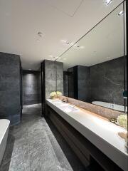 Modern bathroom with dark marble interior design