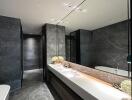 Modern bathroom with dark marble interior design