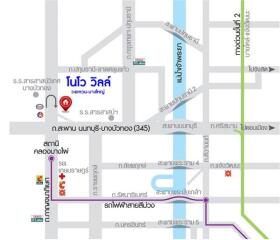 Map of surrounding area with streets and public transport options