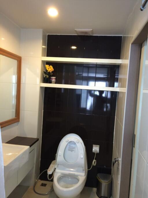 Modern bathroom interior with toilet and shower