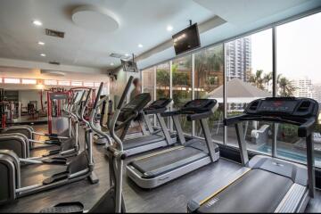 Modern gym with treadmills and exercise equipment