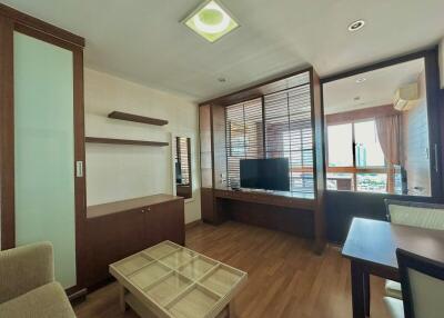 Modern living room with abundant natural light