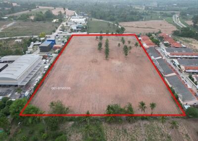 Aerial view of a large plot of land available for development