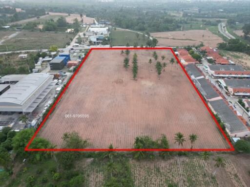 Aerial view of a large plot of land available for development