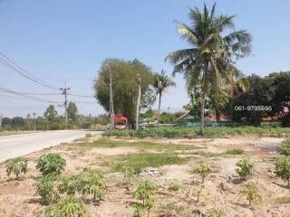 Vacant land plot with lush greenery and a clear sky