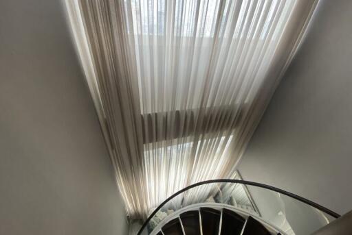 Architectural view of a contemporary staircase with transparent roofing