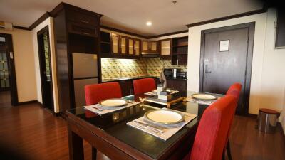 Modern kitchen with dining area