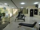 Modern residential gym with exercise equipment and mirrors