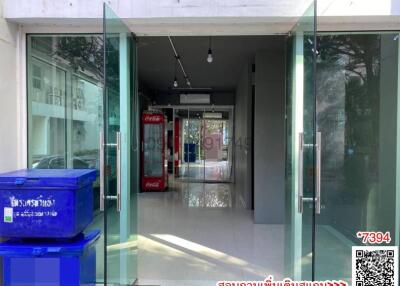 Glass front entrance of a commercial retail space