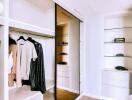 Spacious bedroom walk-in closet with organized storage