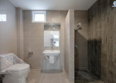 Modern bathroom with walk-in shower