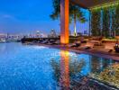 Luxurious rooftop infinity pool overlooking the city skyline at dusk