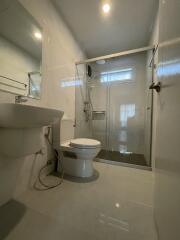 Modern bathroom with glass shower enclosure