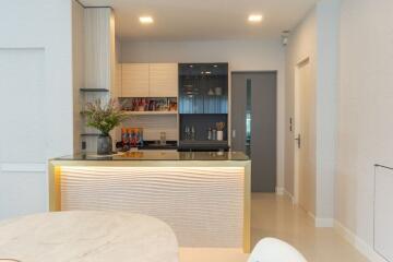 Modern kitchen with integrated appliances and elegant design