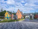 Colorful exterior of residential buildings with unique architecture