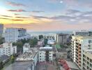 Panoramic view of a cityscape at dusk