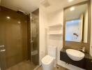 Modern bathroom with shower and elegant basin