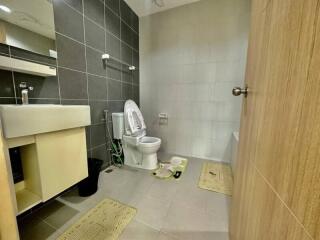 Modern bathroom interior with ceramic fixtures