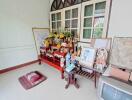 Spacious living room with traditional decorations and an altar