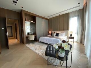 Spacious and modern bedroom with natural light