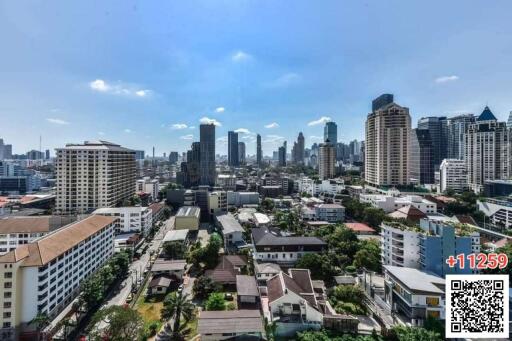 Expansive city skyline view from a high-rise building