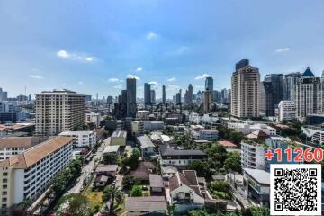 Panoramic skyline view from a high-rise apartment balcony