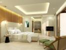 Elegant bedroom with modern design and luxurious decor