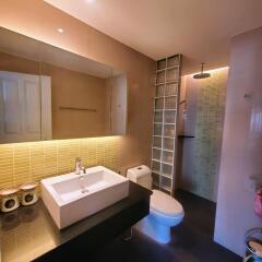 Modern bathroom with warm lighting