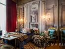 Elegant bedroom with classic French interior design, luxurious furnishing and natural light