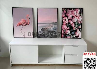 Modern living room wall with decorative artwork