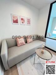 Cozy and modern living room with sofa and decorative items