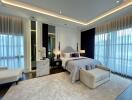 Elegant modern bedroom with abundant natural light