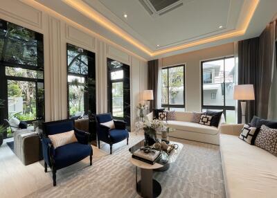 Elegant modern living room with natural lighting