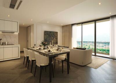 Elegant dining room with natural light and modern décor