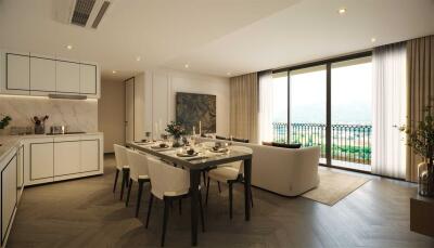 Elegant dining room with natural light and modern décor