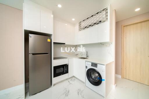 Modern kitchen interior with stainless steel appliances