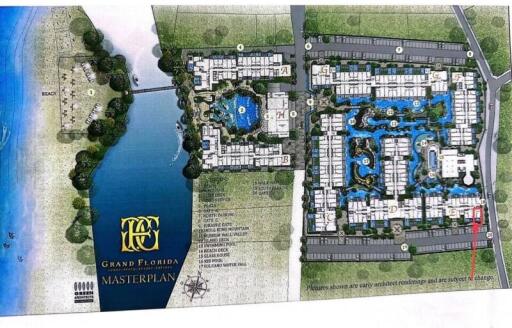 Masterplan of a residential complex with detailed layout and amenities