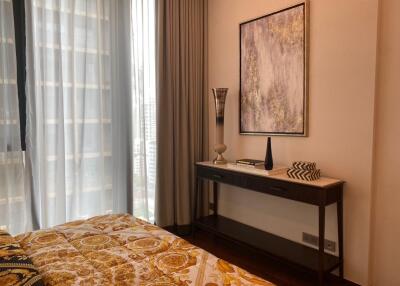 Cozy bedroom interior with elegant decor and artistic elements