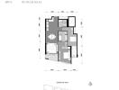 Architectural floor plan of a simplex unit with 2 to 3 bedrooms