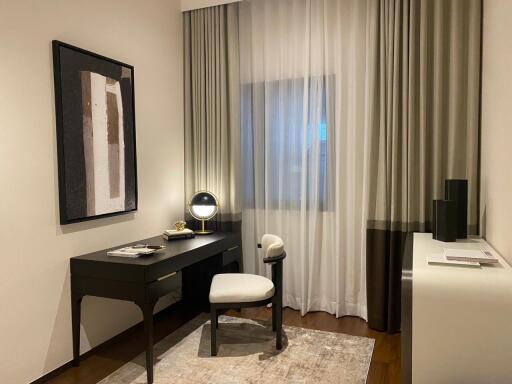 Elegant bedroom with modern furniture and tasteful decor