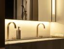 Modern and elegant bathroom interior with subdued lighting