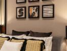 Elegant bedroom interior with decorative wall art