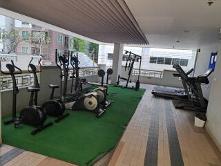 Residential building gym with various exercise equipment
